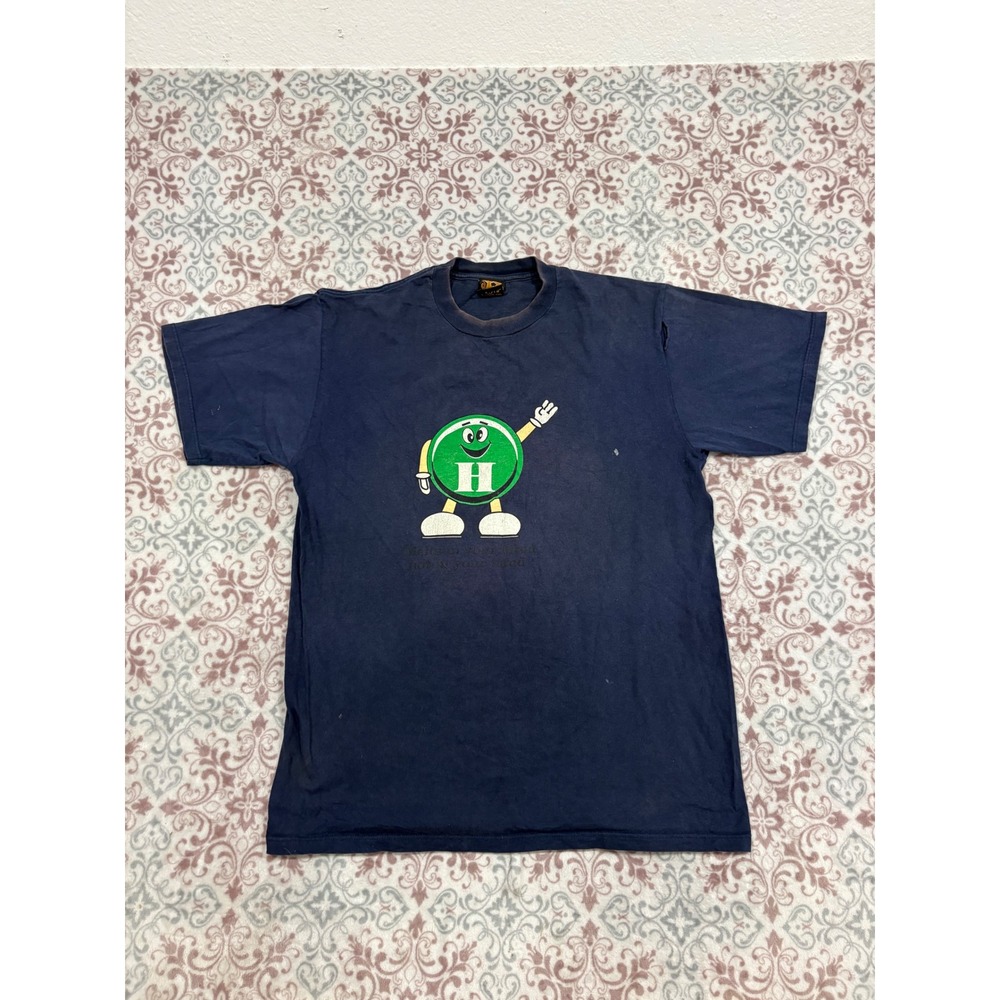 Vintage Hangers Livin Big Graphic T-Shirt Navy Blue Made in USA Large